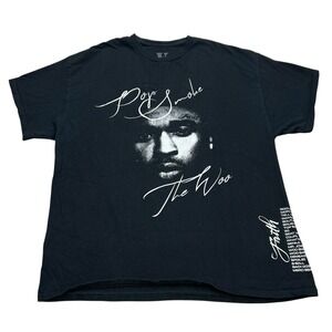 Vlone Pop Smoke The Woo‎ T Shirt Mens Size XL Black Rap Graphic Tee
